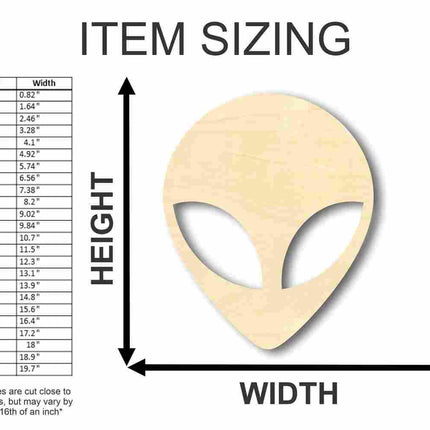 Unfinished Wood Alien Head - Outer Space - Craft - up to 46" DIY