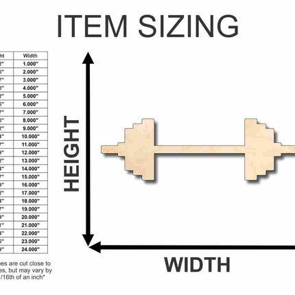 Unfinished Wood Barbell Weights Shape - Craft - Music - up to 46" DIY