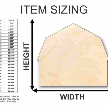 Unfinished Wood Barn Farm Shape - Craft - up to 46" DIY