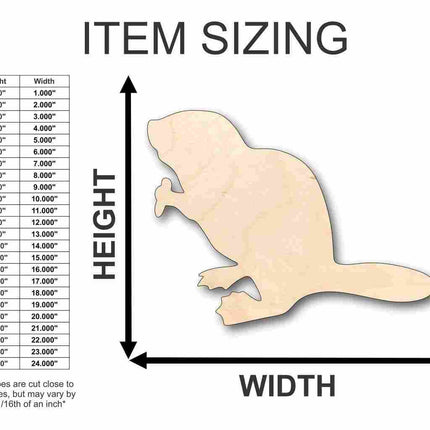 Unfinished Wood Beaver Shape - Animal - Craft - up to 46" DIY