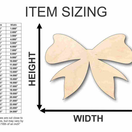 Unfinished Wood Bow Ribbon Shape - Craft - up to 46" DIY