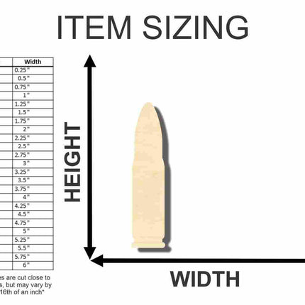 Unfinished Wood Bullet Shape - Sporting - Craft - up to 46" DIY