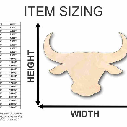 Unfinished Wood Bull Head Logo Shape - Animal - Sports - Craft - up to 46" DIY
