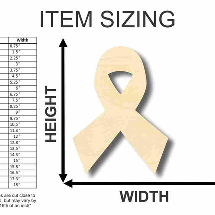 Unfinished Wood Cancer Ribbon Shape - Craft - up to 46" DIY