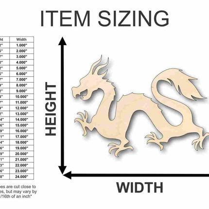 Unfinished Wood Chinese Dragon Shape - Craft - up to 46" DIY