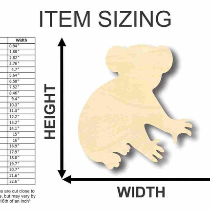 Unfinished Wood Koala Bear Shape - Animal - Craft - up to 46" DIY