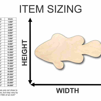 Unfinished Wood Clownfish Shape - Ocean - Animal - Craft - up to 46" DIY
