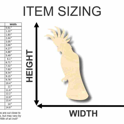 Unfinished Wood Cockatoo Shape - Animal - Wildlife - Pet - Craft - up to 46" DIY