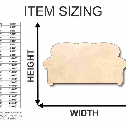 Unfinished Wood Couch Shape - Home - Craft - up to 46" DIY