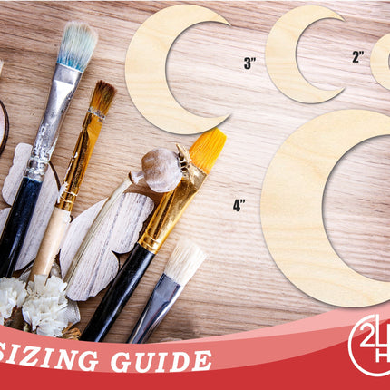 Unfinished Wood Crescent Moon Shape | DIY Celestial Night Sky Craft Cutout | Up to 36"