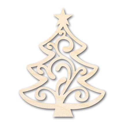 Unfinished Wood Flourish Christmas Tree Shape - Craft - up to 46"