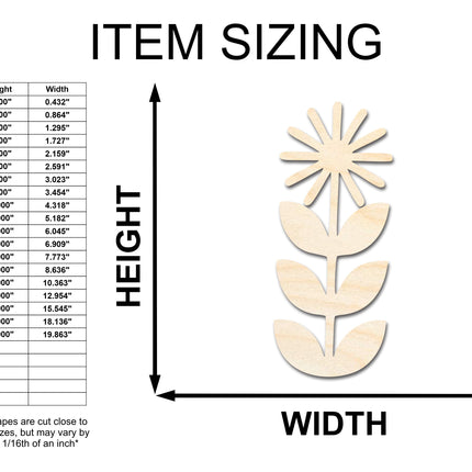 Unfinished Wood Folk Daisy Shape - Flower Craft - up to 46" DIY