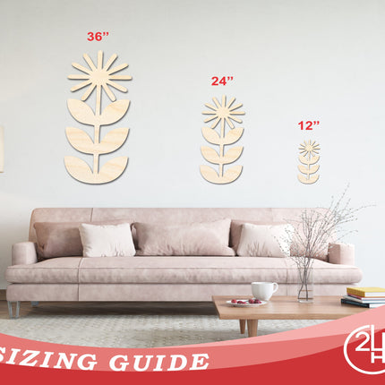 Unfinished Wood Folk Daisy Shape - Flower Craft - up to 46" DIY