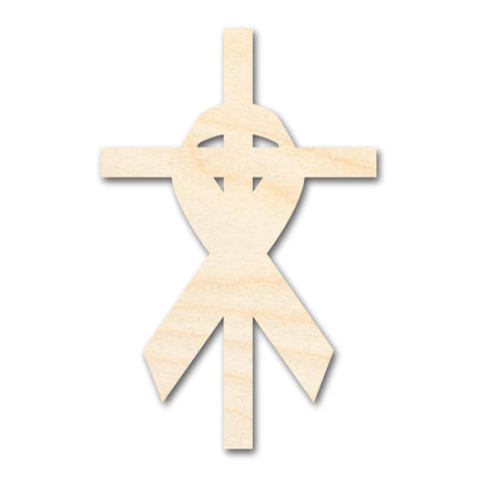 Unfinished Wood Cross and Ribbon Silhouette Shape - Craft - up to 46"