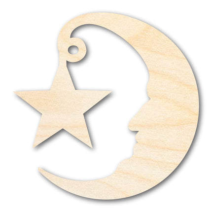Unfinished Wood Moon and Star Silhouette Shape - Craft - up to 46"