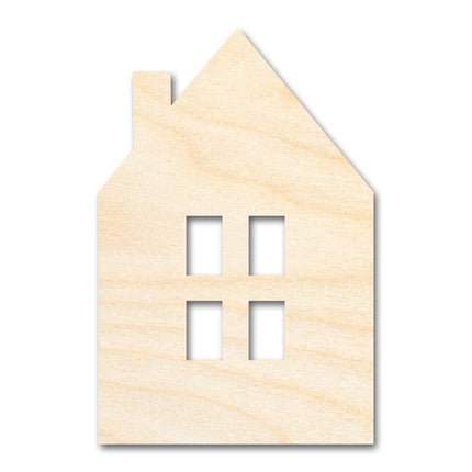 Unfinished Wood House Window Silhouette Shape | DIY Craft Cutout | Up to 36"