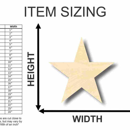 Unfinished Wood Star Shape | DIY Celestial Craft Cutout | Up to 36"