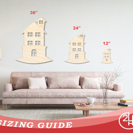 Unfinished Wood Tall House Shape | Craft Cutout | up to 46" DIY