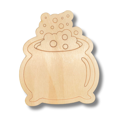 Unfinished Wood Etched Bubbling Witch Cauldron Shape | Paint By Line Crafts | up to 30" DIY