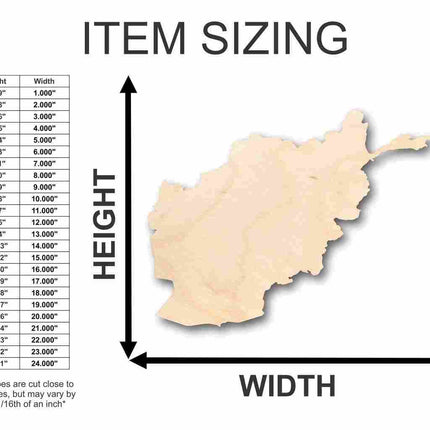 Unfinished Wood Afghanistan Shape - Country - Craft - up to 46" DIY