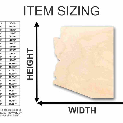 Unfinished Wood Arizona Shape - State - Craft - up to 46" DIY