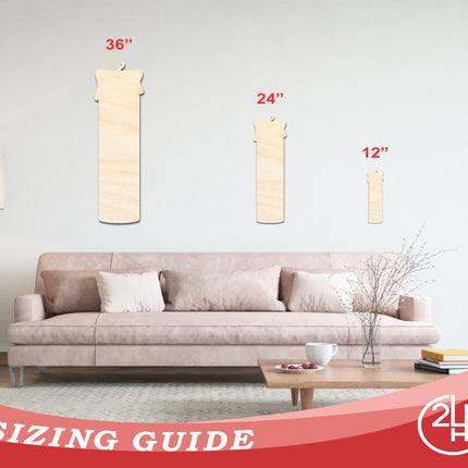 Unfinished Wood Candle Shape - Craft - up to 46"
