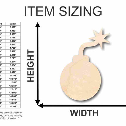 Unfinished Wood Bomb Shape - Craft - up to 46" DIY