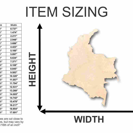 Unfinished Wood Colombia Shape - Country - Craft - up to 46" DIY