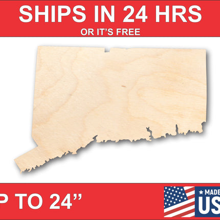 Unfinished Wood Connecticut Shape - State - Craft - up to 46" DIY