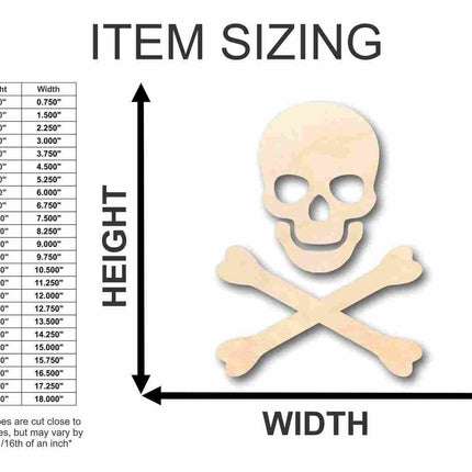 Unfinished Wood Skull Crossbones Shape - Pirates - 3 Piece Craft - up to 46" DIY