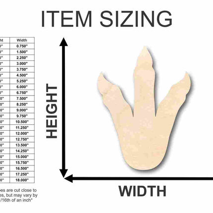 Unfinished Wood Dinosaur Foot Shape - Craft - up to 46" DIY
