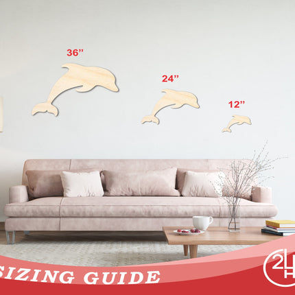 Unfinished Wood Dolphin Shape - Craft - up to 46"