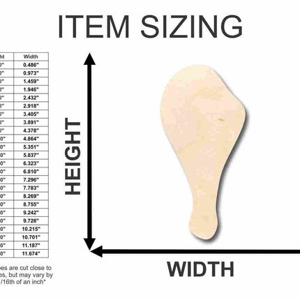 Unfinished Wood Drumstick Shape - Kitchen - Food - Craft - up to 46" DIY