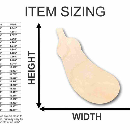 Unfinished Wood Eggplant Shape - Kitchen - Food - Craft - up to 46" DIY
