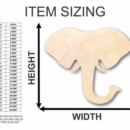 Unfinished Wood Elephant Head Shape - Animal - Wildlife - Craft - up to 46" DIY