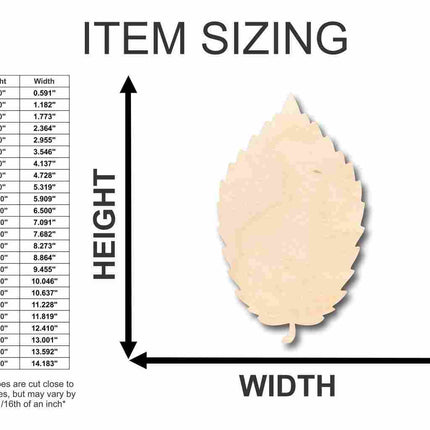 Unfinished Wood Elm Leaf Shape - Fall - Craft - up to 46" DIY