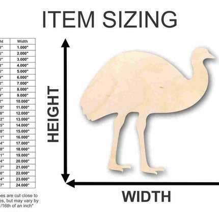 Unfinished Wood Emu Shape - Animal - Wildlife - Craft - up to 46" DIY