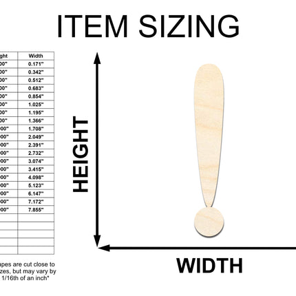 Unfinished Wood Exclamation Point Symbol - Craft - up to 46" DIY
