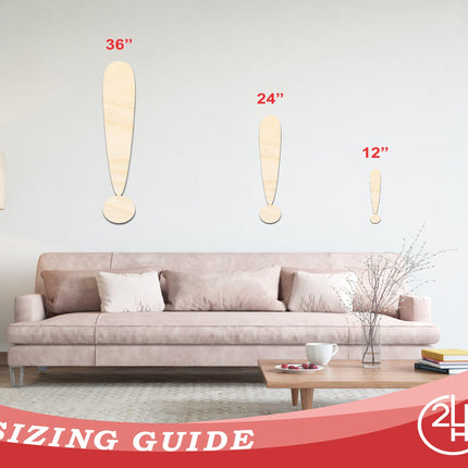Unfinished Wood Exclamation Point Symbol - Craft - up to 46" DIY