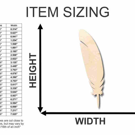 Unfinished Wood Feather Shape - Animal - Bird - Wildlife - Craft - up to 46" DIY