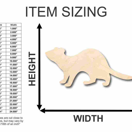 Unfinished Wood Ferret Shape - Animal - Craft - up to 46" DIY