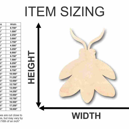 Unfinished Wood Firefly Shape -Insect - Animal - Wildlife - Craft - up to 46" DIY