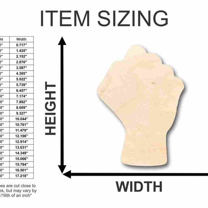 Unfinished Wood Raised Fist Shape - Craft - up to 46" DIY