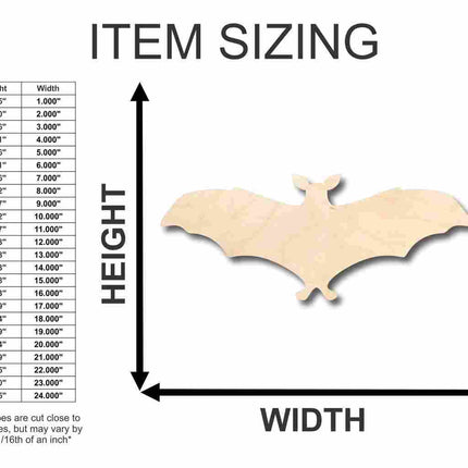 Unfinished Wood Bat Shape - Animal - Craft - up to 46" DIY