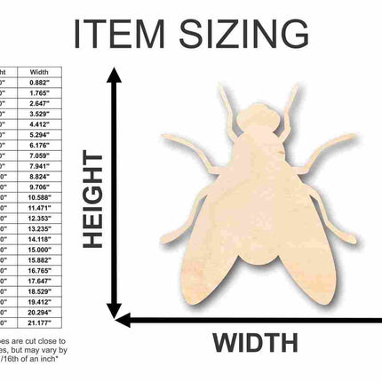 Unfinished Wood Fly Shape -Insect - Craft - up to 46" DIY