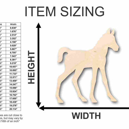 Unfinished Wood Foal Horse Shape - Animal - Craft - up to 46" DIY