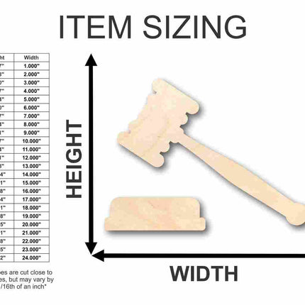 Unfinished Wood Gavel Shape - Law - Courthouse - (2 Piece) Craft - up to 46" DIY
