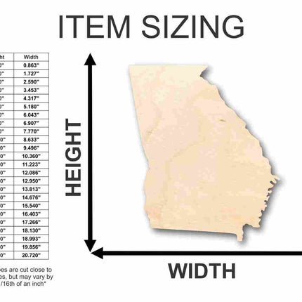 Unfinished Wood Georgia Shape - State - Craft - up to 46" DIY