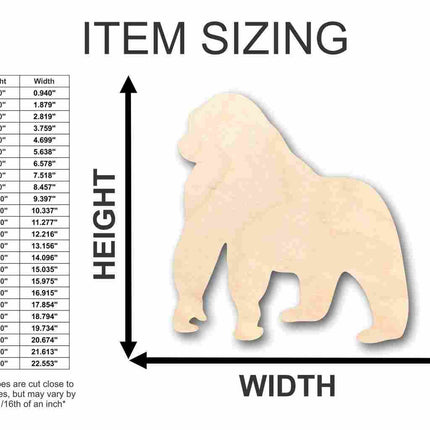 Unfinished Wood Gorilla Shape - Animal - Wildlife - Craft - up to 46" DIY