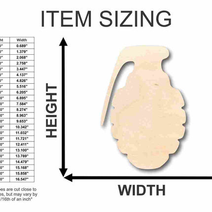 Unfinished Wood Grenade Shape - Military - Craft - up to 46" DIY